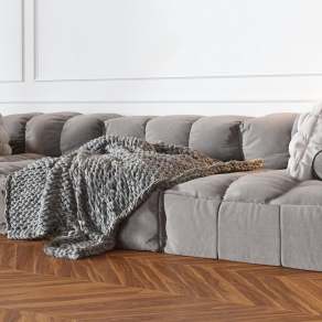 现代布艺三人沙发3D模型下载